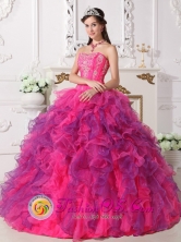 Momostenango Guatemala Organza Multi-color 2013 Quinceanera Dress Sweetheart Ruffled Ball Gown Style QDZY060FOR