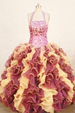 Romantic ball gown halter top floor-length organza appliques multi colors quinceanera dresses FA-X-168