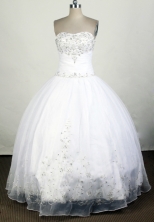 Elegant Ball Gown Strapless Floor-length White Quinceanera Dress Y042633
