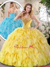 Elegant Yellow Quinceanera Dresses with Beading and Ruffles SJQDDT242002FOR