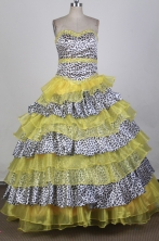 Luxury Ball Gown Strapless Floor-length Yellow   Quinceanera Dress X0426081