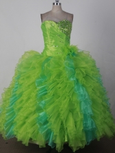Luxury Ball Gown Sweetheart Floor-length Green Quincenera Dresses TD260040