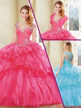 New Arrivals Straps Quinceanera Dresses with Beading and Ruffles SJQDDT239002-1FOR