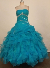 Romantic Ball Gown Strapless Floor-Length Light Blue Beading Quinceanera Dresses Style FA-S-353