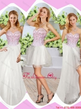 Wonderful High Slit Beading Detachable Sweet 16 Dresses in White SJQDDT247001FOR