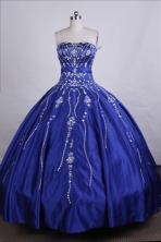 Elegant Ball Gown Strapless Floor-length Blue Quinceanera Dresses Style FA-C-042