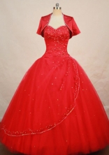 Elegant Ball Gown Sweetheart  Floor-length Red Organza Beading Quinceanera dress Style FA-L-074