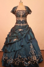 Exquisite Ball Gown Strapless Floor-Length Blue Quinceanera Dresses Style LJ42488