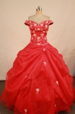 Luxurious Ball Gown Off the shoulder neck Floor-Length Red Quinceanera Dresses Style FA-W-308