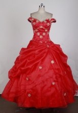 Romantic Ball Gown Strapless Floor-length Florid Quinceanera Dress X0426067