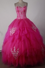 Sweet Ball Gown Sweetheart Floor-length Hot Pink Quincenera Dresses TD260021