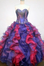 Gorgeous Ball Gown Sweetheart Floor-length Purple Organza Appliques Quinceanera dress Style FA-L-242