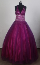 Pretty  Ball Gown Halter top Floor-length Quinceanera Dress ZQ12426074