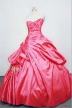  Unique Ball gown Strapless Floor-length Taffeta RedQuinceanera Dresses Style FA-W-063