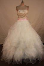 Affordable Ball Gown Sweetheart Floor-length White Organza Beading Quinceanera dress Style FA-L-281