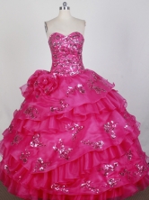 Beautiful Ball Gown Strapless Floor-length RedQuinceanera Dress X0426031