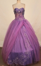 Best Ball Gown Sweetheart Floor-length Purple Embroidery Quinceanera dress Style FA-L-352