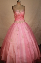 Classical Ball Gown Sweetheart Floor-length Rose Pink Satin Beading Quinceanera dress Style FA-L-305