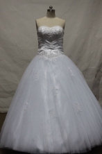 Elegant Ball Gown Strapless Floor-length White Organza Beading Quinceanera dress Style FA-L-084