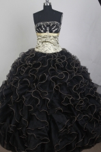 Exclusive Ball Gown Strapless Floor-length Black Quinceanera Dress LZ426034 