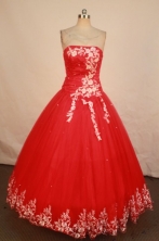 Exclusive Ball Gown Strapless Floor-length Red Appliques Quinceanera dress Style FA-L-223