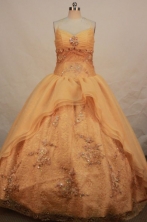 Exquisite Ball Gown Halter Top Floor-length Orange Organza Beading Quinceanera dress Style FA-L-078