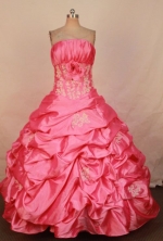 Beautiful Ball Gown Strapless Floor-length Taffeta Pink Quinceanera Dresses LJ0424002
