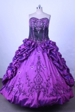 Luxuriously Ball Gown Sweetheart Floor-length PurpleTaffeta Quinceanera dress Style FA-L-013