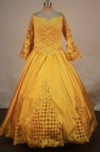 Modest Ball Gown Squre Floor-length Yellow Satin Quinceanera dress Style FA-L-247