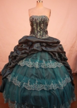 Perfect Ball Gown Strapless Floor-length Black Taffeta Ball Gown Quinceanera dress Style FA-L-260