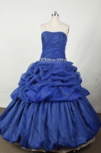 Popular Ball Gown Strapless Floor-length Blue Embroidery Quinceanera dress Style FA-L-050