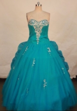 Pretty ball gown sweetheart-neck floor-length organza Quinceanera dresses TD2445