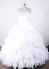 Romantic Ball Gown Strapless  Floor-length White Organza Quinceanera dress Style FA-L-006