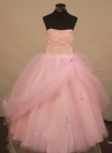 Sweet Ball Gown Floor-length Baby Pink Organza Appliques Quinceanera dress Style FA-L-235