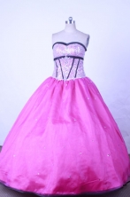 Sweet Ball Gown Strapless Floor-length Fuchsia Taffeta Beading Quinceanera dress Style FA-L-014
