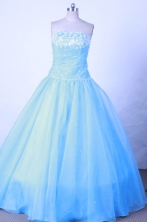 Sweet Ball Gown Strapless Floor-length Light Blue Beading Quinceanera dress Style FA-L-011