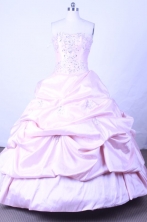 Sweet Ball Gown Strapless Floor-length Light Pink Taffeta Beading Quinceanera dress Style FA-L-061