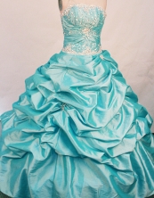 The super hot ball gown strapless floor-length taffeta beading aqua blue quinceanera dresses FA-X-076