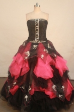 Wonderful Ball Gown Strapless Floor-length Black Organza Quinceanera dress Style FA-L-241