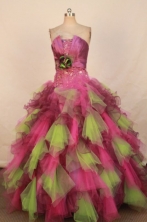 Wonderful Ball Gown Strapless Floor-length Organza Beading Quinceanera dress Style FA-L-288