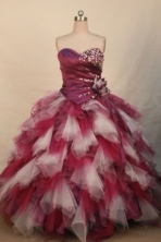 Wonderful Ball Gown Strapless Floor-length Organza Beading Quinceanera dress Style FA-L-312