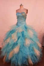 Wonderful Ball Gown Strapless Floor-length Organza Beading Quinceanera dress Style FA-L-327