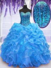  Sleeveless Lace Up Floor Length Beading and Ruffles Quinceanera Dresses