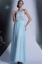 Inexpensive Light Blue Prom Dresses Prom and Party with Lace Scoop Sleeveless Side Zipper
