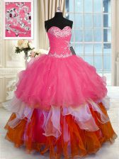  Floor Length Multi-color 15 Quinceanera Dress Sweetheart Sleeveless Lace Up