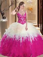  Multi-color Sweet 16 Quinceanera Dress Military Ball and Sweet 16 and Quinceanera with Lace and Appliques Straps Sleeveless Lace Up