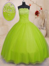 New Arrival Floor Length Ball Gowns Sleeveless Yellow Green Quinceanera Gown Lace Up