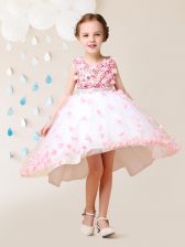  Scoop Sleeveless Lace and Appliques Zipper Flower Girl Dresses