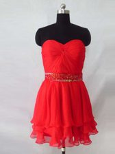 Glorious Sweetheart Sleeveless Zipper Prom Dresses Red Organza