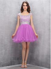  Lilac Zipper Scoop Beading Prom Evening Gown Tulle Sleeveless